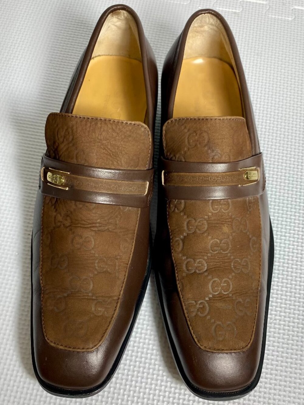 VINTAGE GUCCI Guccissima GG Monogram Leather Suede Logo Loafer FORD Era 43 US 10